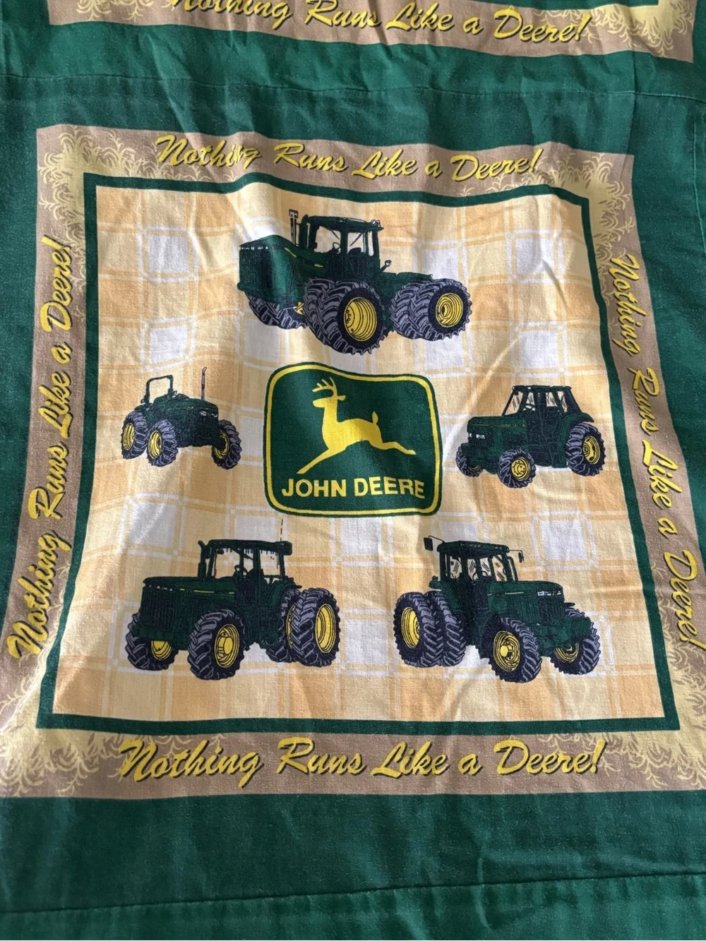 John Deere Green and Yellow Tractor Patchwork Quilt Handmade